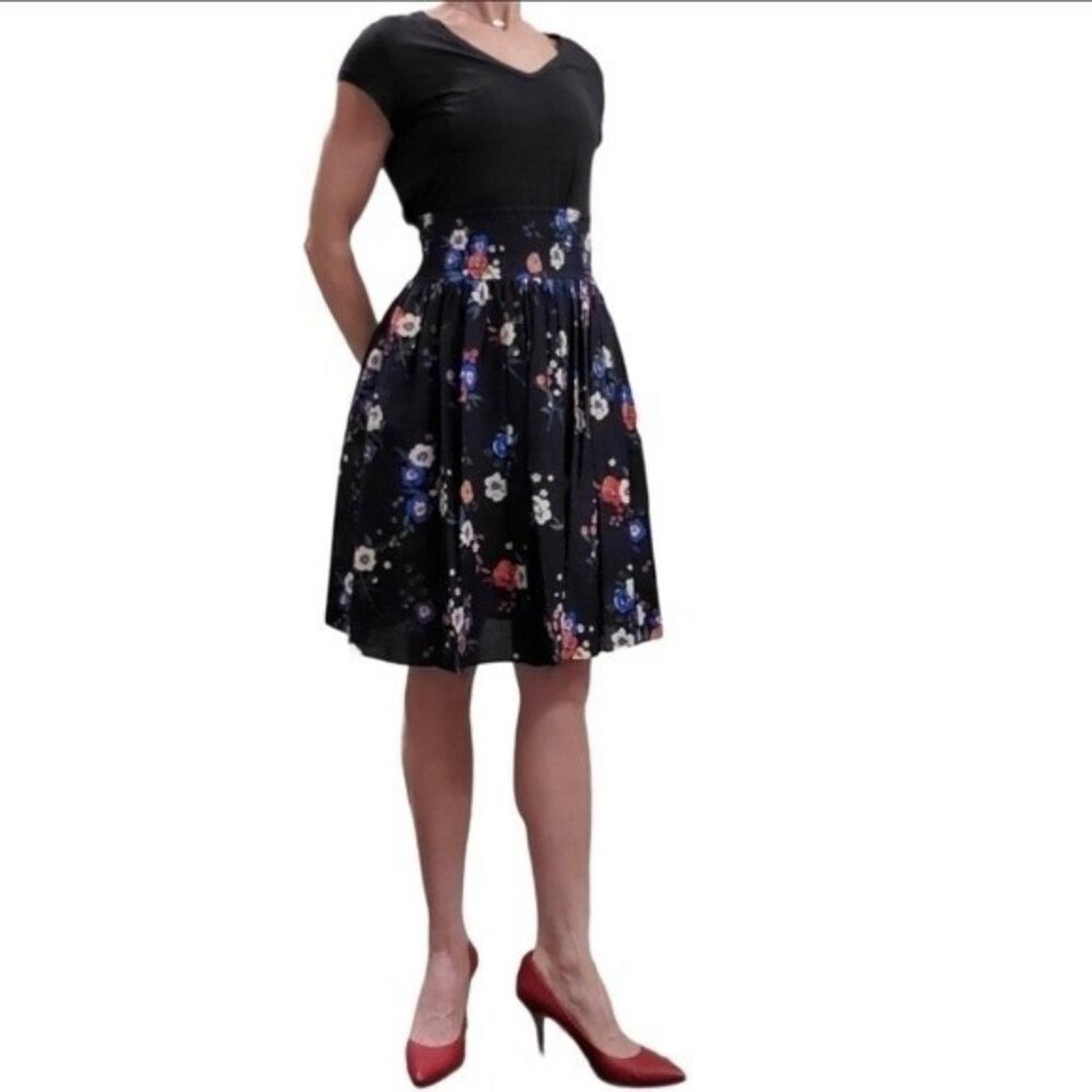 Tory Burch Smocked Cotton Floral Midi Spring Skirt